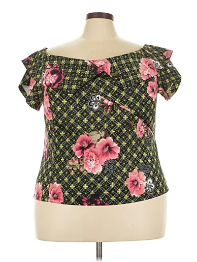 Pre-owned Ashley Stewart Short Sleeve Blouse In Green