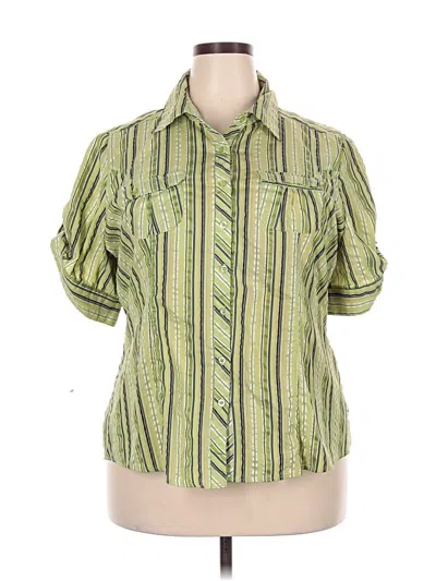 Pre-owned Ashley Stewart Short Sleeve Blouse In Green