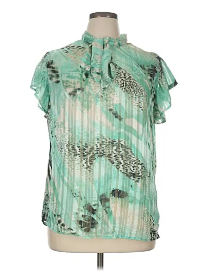 Pre-owned Ashley Stewart Short Sleeve Blouse In Green