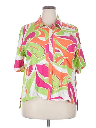 Ashley Stewart Short Sleeve Blouse In Green