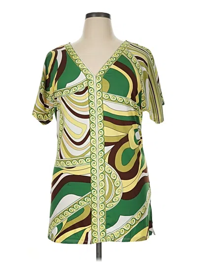 Pre-owned Ashley Stewart Short Sleeve Blouse In Green