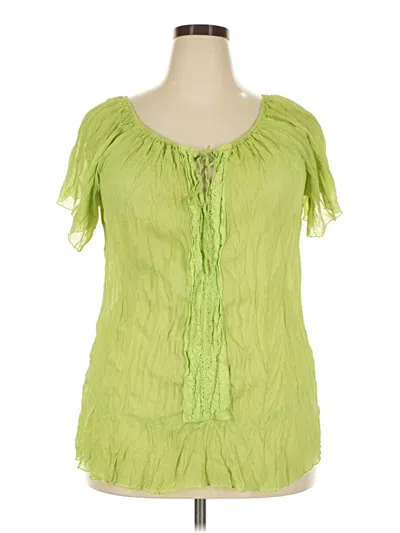 Pre-owned Ashley Stewart Short Sleeve Blouse In Green