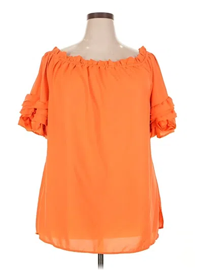 Pre-owned Ashley Stewart Short Sleeve Blouse In Orange