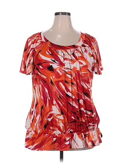 Pre-owned Ashley Stewart Short Sleeve Blouse In Orange