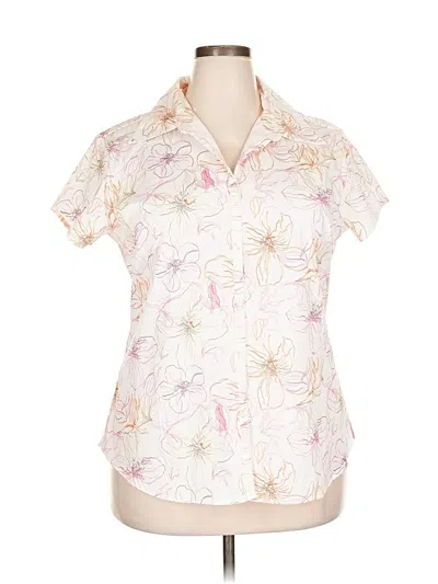 Pre-owned Ashley Stewart Short Sleeve Blouse In White