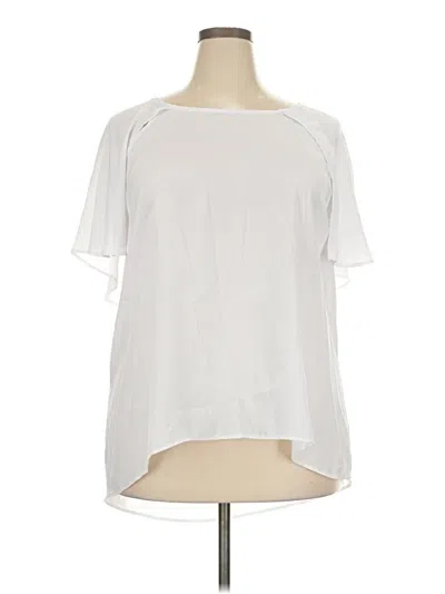 Pre-owned Ashley Stewart Short Sleeve Blouse In White