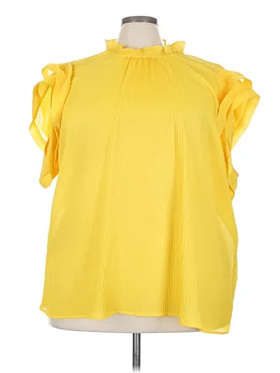 Pre-owned Ashley Stewart Short Sleeve Blouse In Yellow