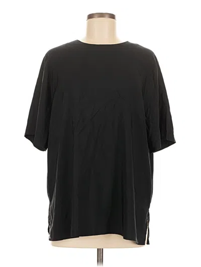 Pre-owned Ashley Stewart Short Sleeve Top Black Crew Neck Tops