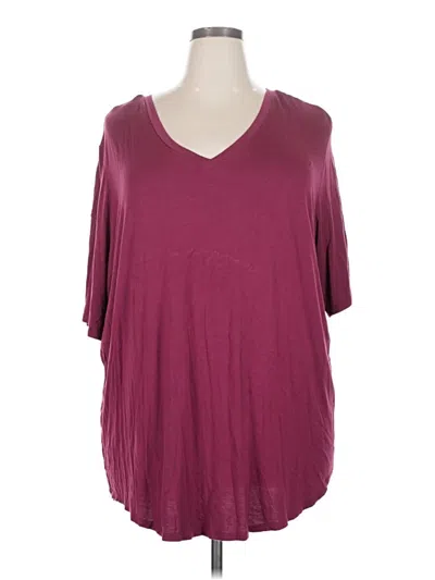 Pre-owned Ashley Stewart Short Sleeve Top Burgundy V-neck Tops