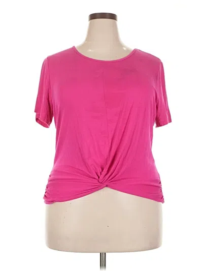 Pre-owned Ashley Stewart Short Sleeve Top Pink Keyhole Neckline Tops