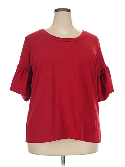 Pre-owned Ashley Stewart Short Sleeve Top Red Cold Shoulder Neckline Tops