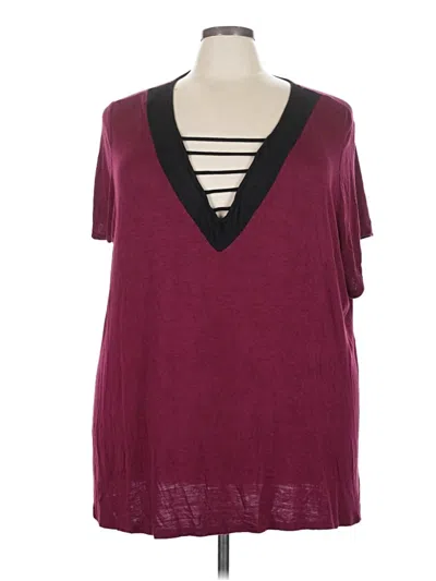 Pre-owned Ashley Stewart Short Sleeve T-shirt In Burgundy
