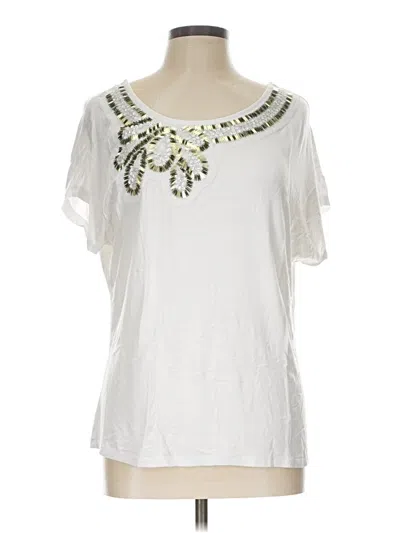 Pre-owned Ashley Stewart Short Sleeve T-shirt In White