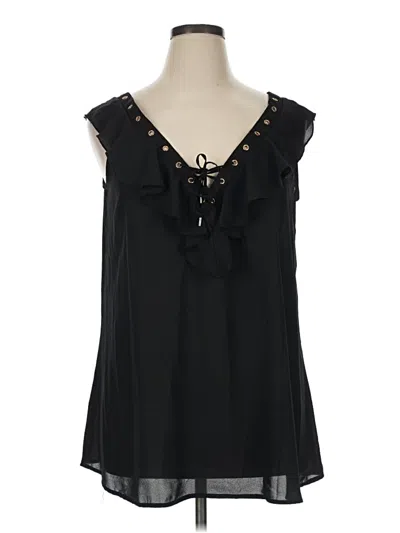 Pre-owned Ashley Stewart Sleeveless Blouse In Black