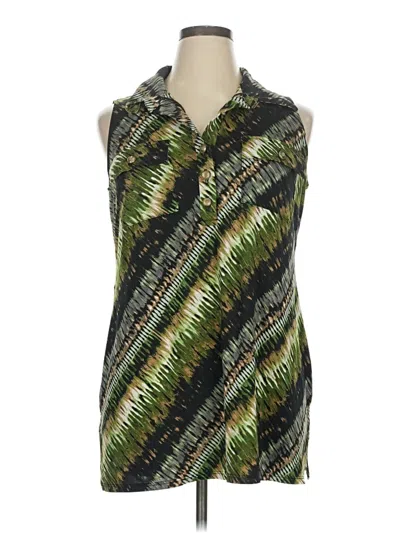 Pre-owned Ashley Stewart Sleeveless Blouse In Green