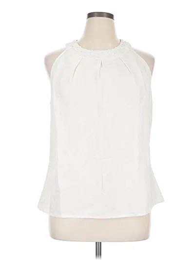 Pre-owned Ashley Stewart Sleeveless Blouse In White