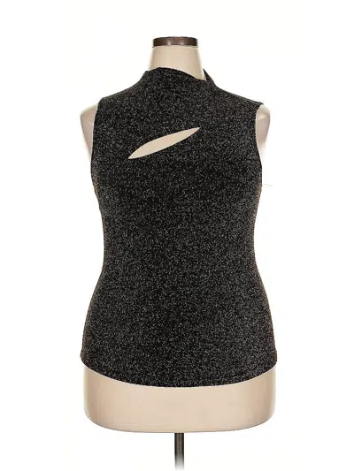 Pre-owned Ashley Stewart Sleeveless Top Black Halter Neckline Tops