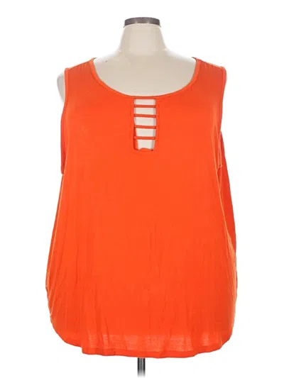 Pre-owned Ashley Stewart Sleeveless Top Orange Keyhole Neckline Tops