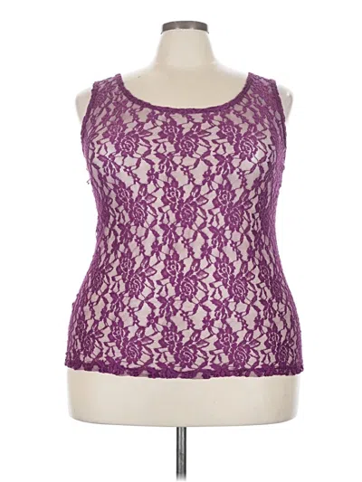 Ashley Stewart Sleeveless Top Purple Scoop Neck Tops