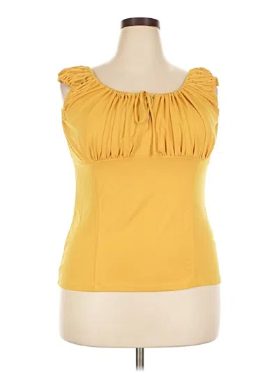 Pre-owned Ashley Stewart Sleeveless Top Yellow Sweetheart Neckline Tops
