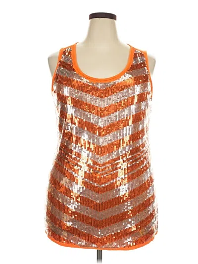 Pre-owned Ashley Stewart Tank Top Orange Halter Neckline Tops