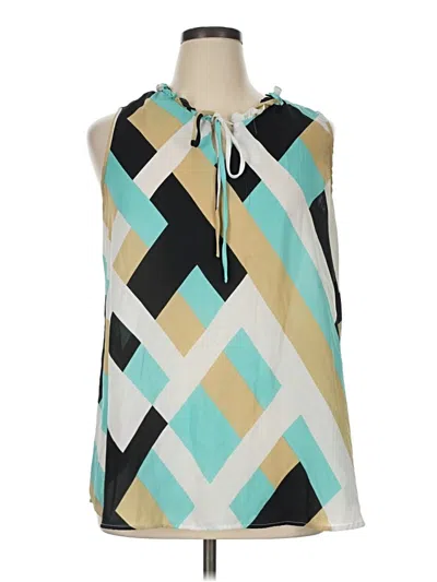 Pre-owned Ashley Stewart Tank Top Teal Halter Neckline Tops