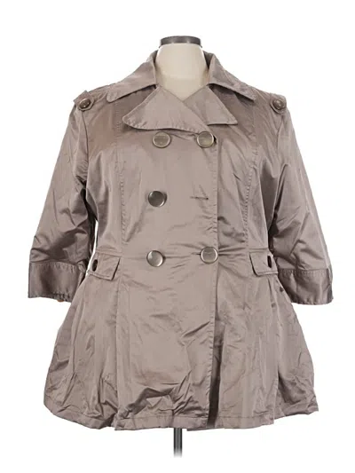 Pre-owned Ashley Stewart Trenchcoat In Gray