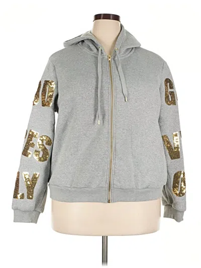 Pre-owned Ashley Stewart Zip Up Hoodie In Silver