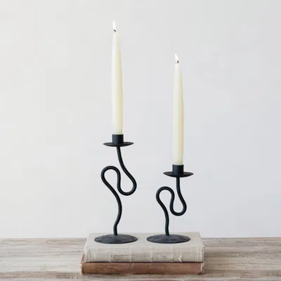Ashley Storied Home Abstract Taper Candle Holder In Black