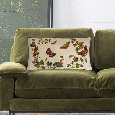 Ashley Storied Home Butterflies Embroidered Decorative Throw Pillow In Green