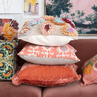 Ashley Storied Home Charm Eyelash Fringe Pillow In Brown