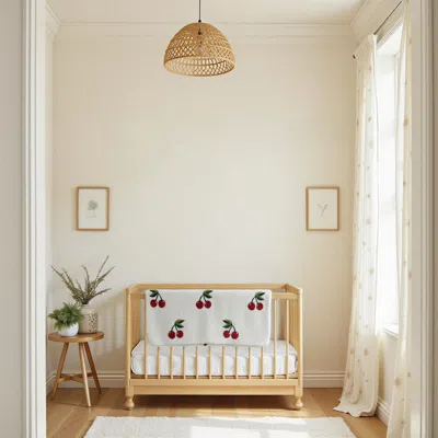 Ashley Storied Home Cherry Pattern Baby Blanket In Neutral