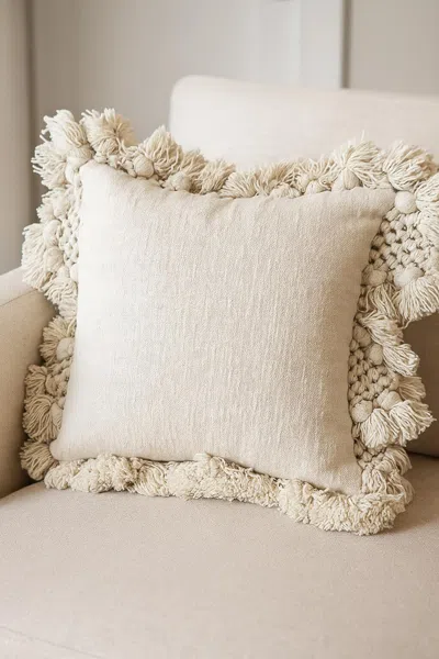 Ashley Storied Home Crochet Decorative Throw Pillow In White