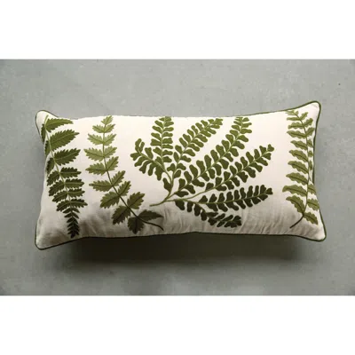 Ashley Storied Home Fern Fronds Embroidery Lumbar Pillow In Multi