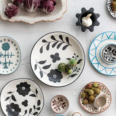 Ashley Storied Home Floral Hand Painted Bowl In White