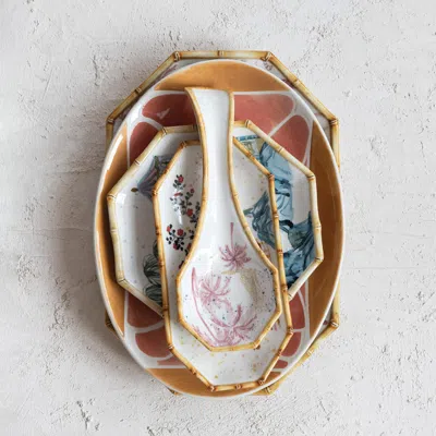 Ashley Storied Home Hand Painted Plates In Gold