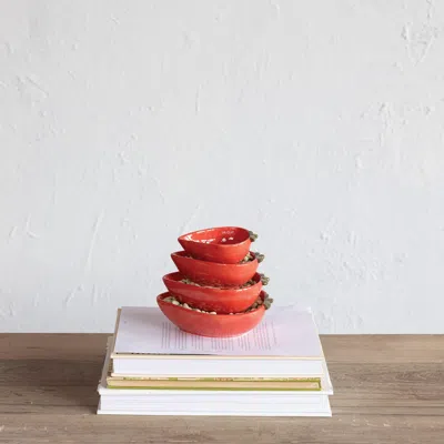 Ashley Storied Home Hand-painted Strawberry Measuring Cups (set Of 4) In Multi