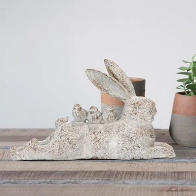 Ashley Storied Home Indoor/outdoor Rabbit With Birds Figurine In Multi