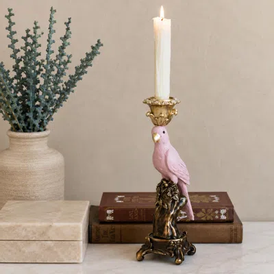 Ashley Storied Home Parrot Shaped Candle Holder In Pink