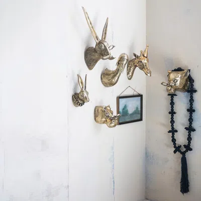 Ashley Storied Home Rabbit Head With Ruff Collar Wall Decor In Antique Brass