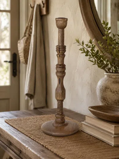 Ashley Storied Home Slender Taper Candle Holder In Brown