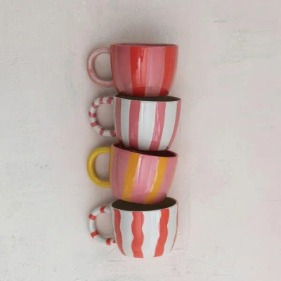 Ashley Storied Home Striped Mug Set (set Of 4) In Multi
