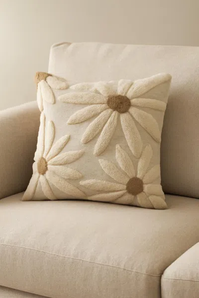 Ashley Storied Home Tufted Flowers Decorative Throw Pillow In Brown