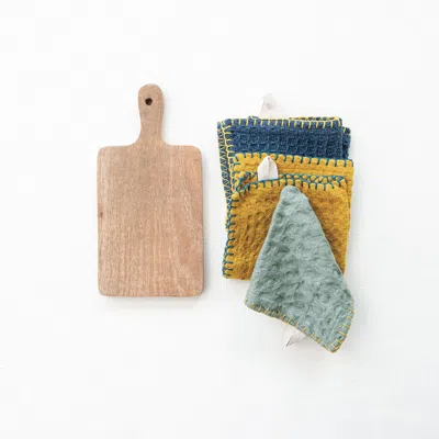 Ashley Storied Home Waffle Dishcloth With Board Set Of 3 In Multi