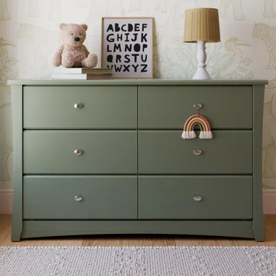 Ashley Storkcraft Crescent 6 Drawer Double Dresser In Green
