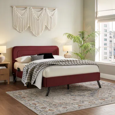 Ashley Studio Living Adaline Queen Upholstered Bed In Burgundy