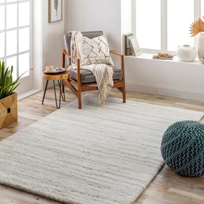 Ashley Surya Cloudy Shag 7'10" X 10' Subtly Striped Area Rug In Gray