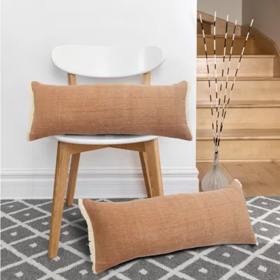 Ashley Suvii Home Athena Lumbar Fringed Decorative Throw Pillow In Neutral