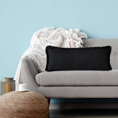 Ashley Suvii Home Athena Solid Lumbar Decorative Throw Pillow In Black