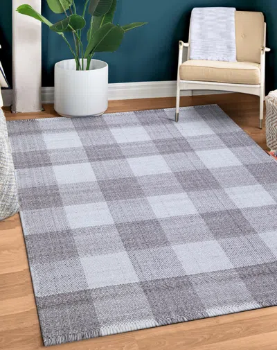 Ashley Terra By Obeetee Gingham 5'2" X 7'6" Area Rug In Blue